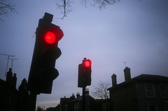 The traffic light is Red