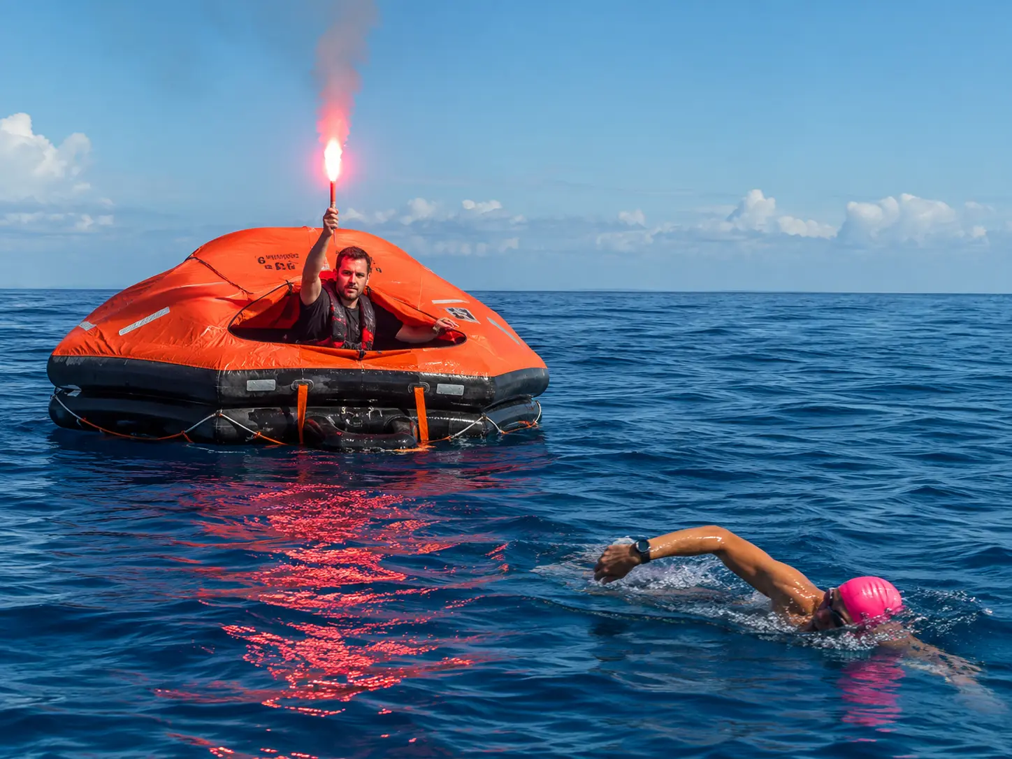 Life raft scene